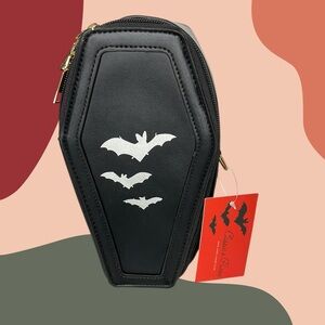 NWT Gothic Black Crossbody Coffin Shape and Bat Design bag by Cassie’s Purse